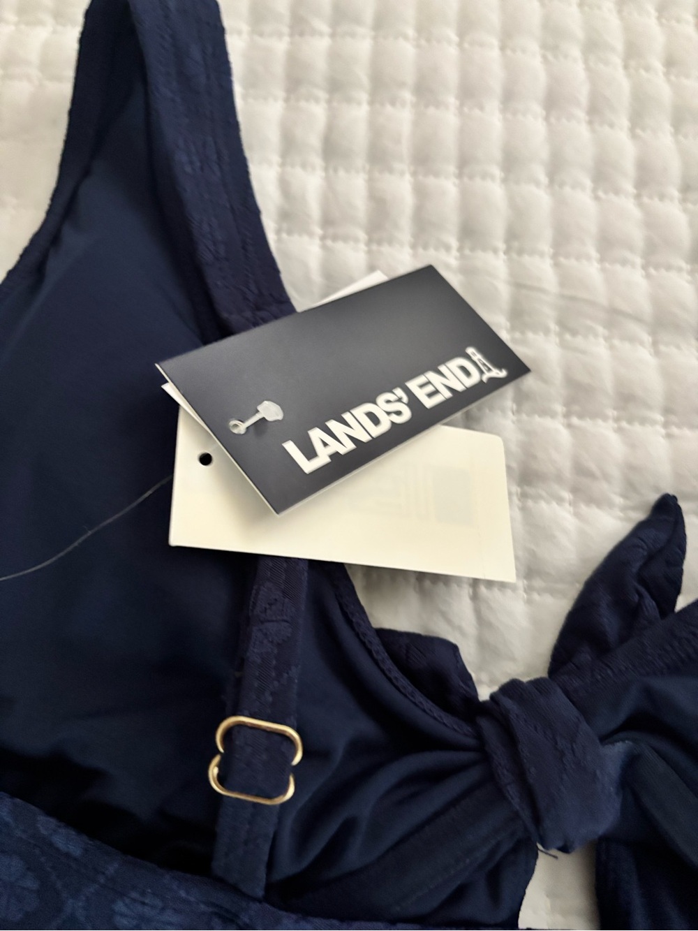 Lands' End Dark Navy One-Piece Swimsuit with Front Knot - Picture 4 of 7